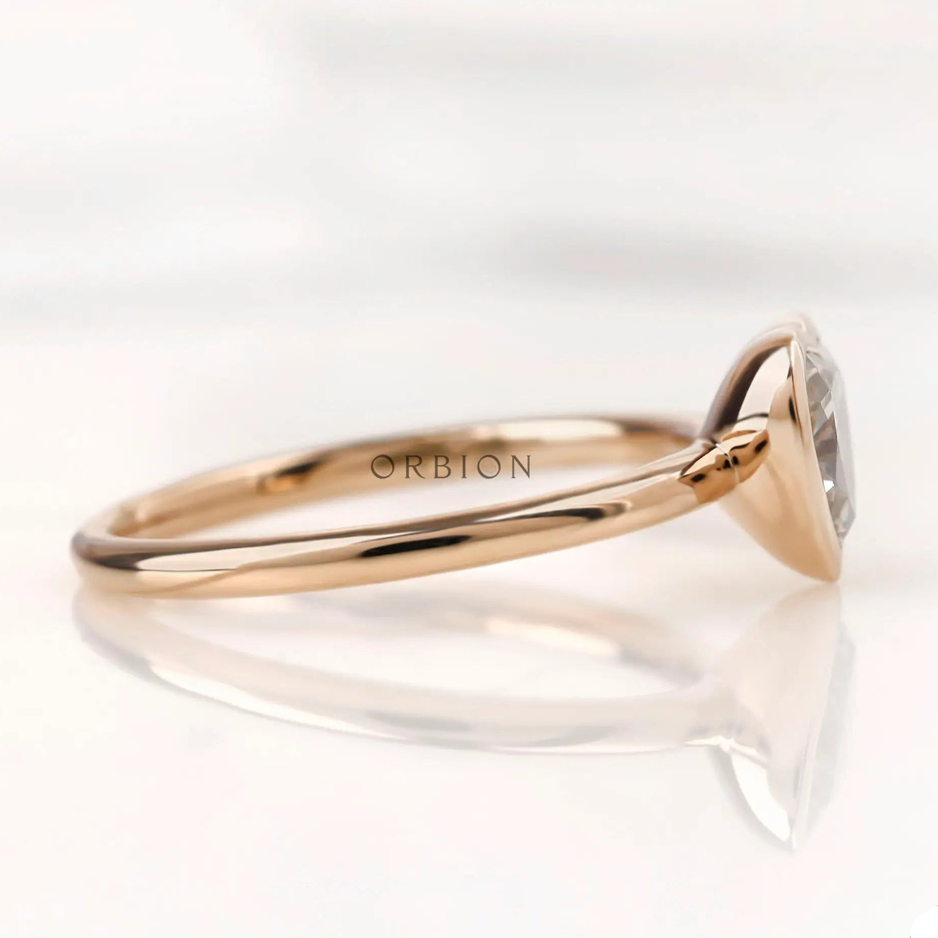 Yellow gold heart solitaire ring side profile