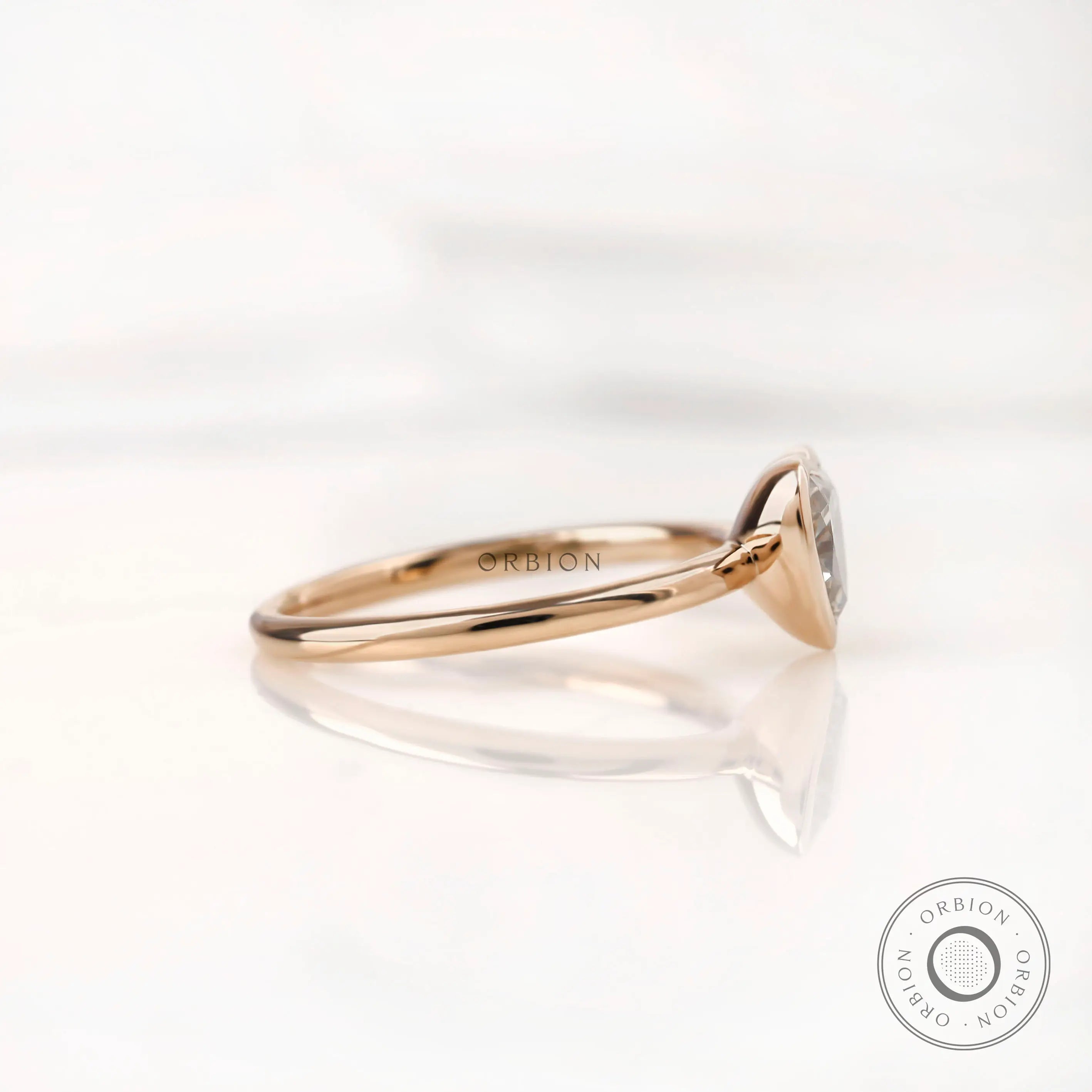 Yellow gold heart solitaire ring side profile