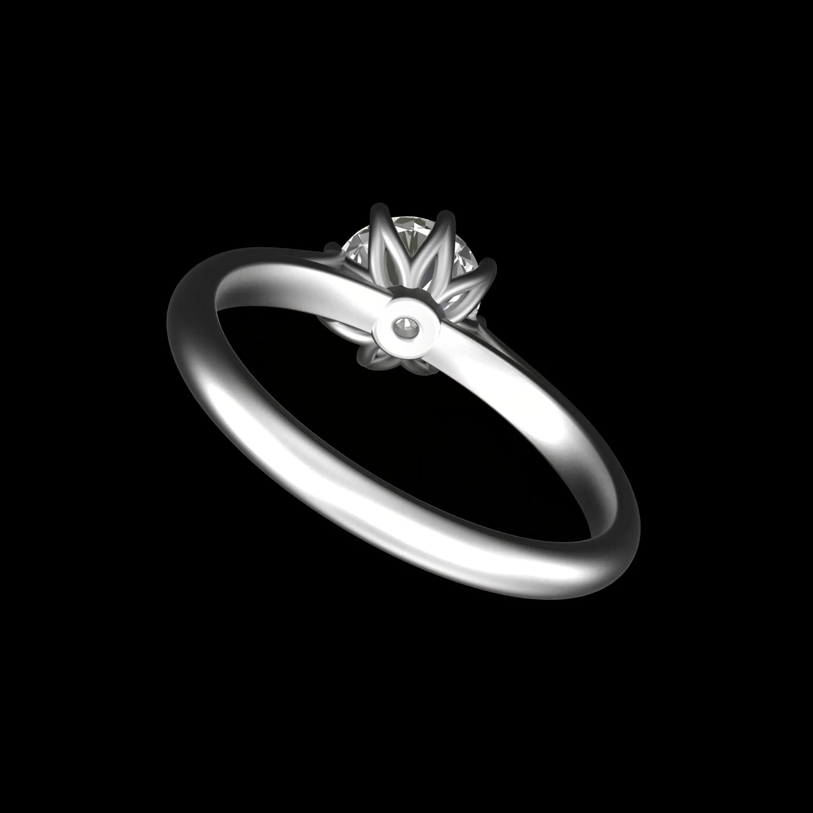 Underside gallery showing floral petal basket detail in white gold.