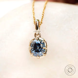 Front view old mine cut moissanite pendant yellow gold