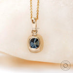 Back view yellow gold bezel moissanite pendant smooth finish