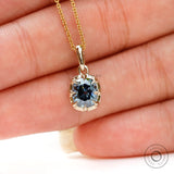 Front hand view old mine cut moissanite pendant yellow gold