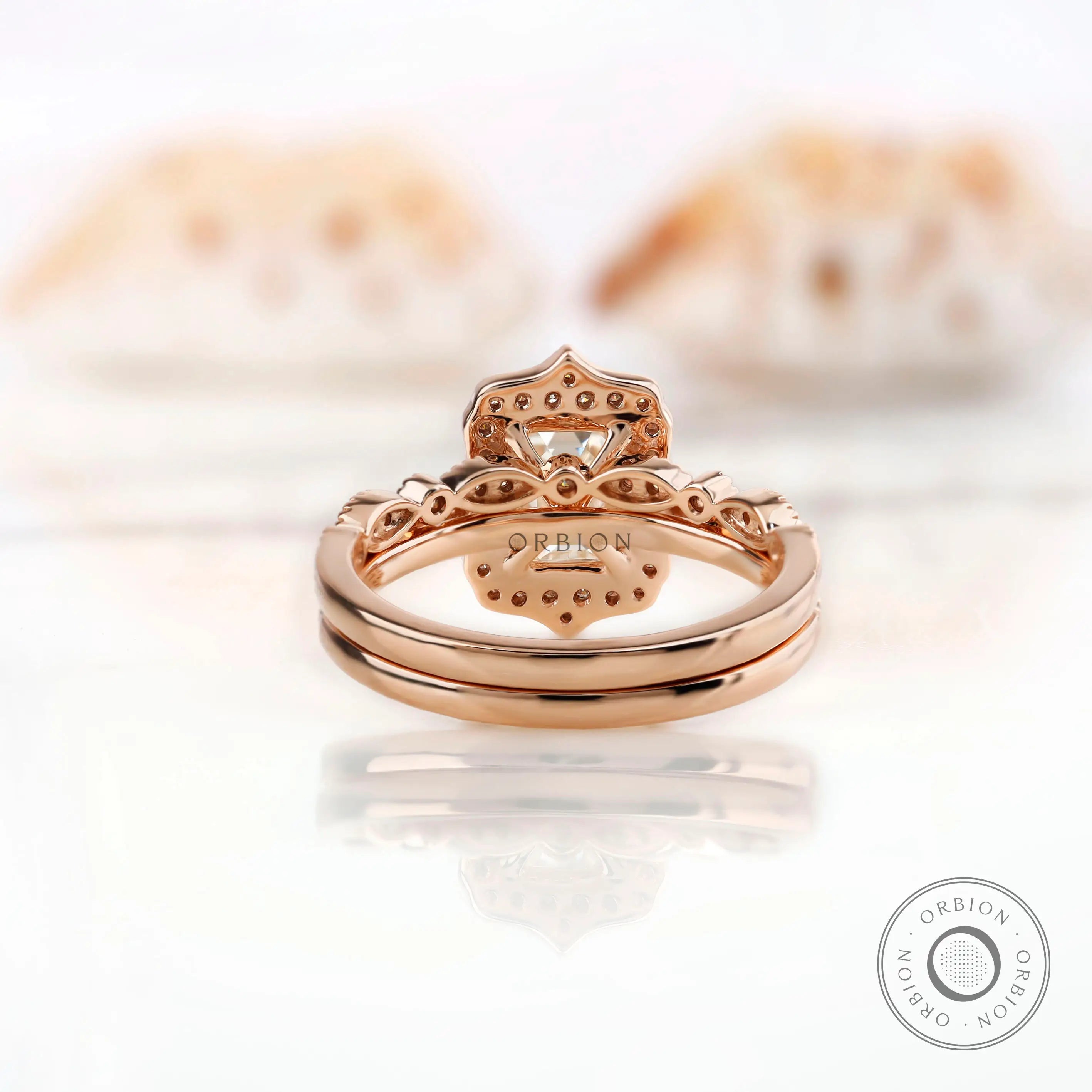 Back view showcasing intricate detailing of halo ring design