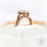 Stacking band with diamond details, complementing Moissanite halo ring