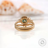 Back view highlighting the detailed leaf motif around Moissanite stone.