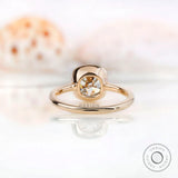 Under-gallery view of cushion moissanite ring setting