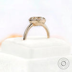 Minimal band detail of Old Mine Cut moissanite ring