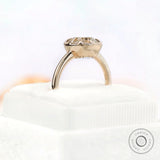 Minimal band detail of Old Mine Cut moissanite ring