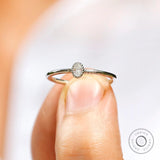 Oval lab diamond ring close-up view