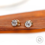 Round OEC moissanite stud earrings front display view