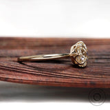 Stacking friendly solitaire ring in 14k yellow gold with antique style old mine cut brilliance