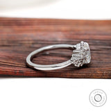 Leaf detail shoulder engagement ring in 10K white gold