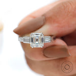 Close up old mine asscher moissanite step cut facets