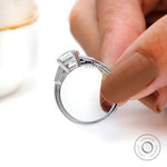 Old mine cut asscher moissanite ring in 14k white gold front view