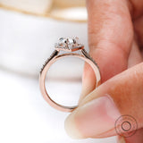 14k Rose Gold Heart Shaped Halo Moissanite Ring Front View