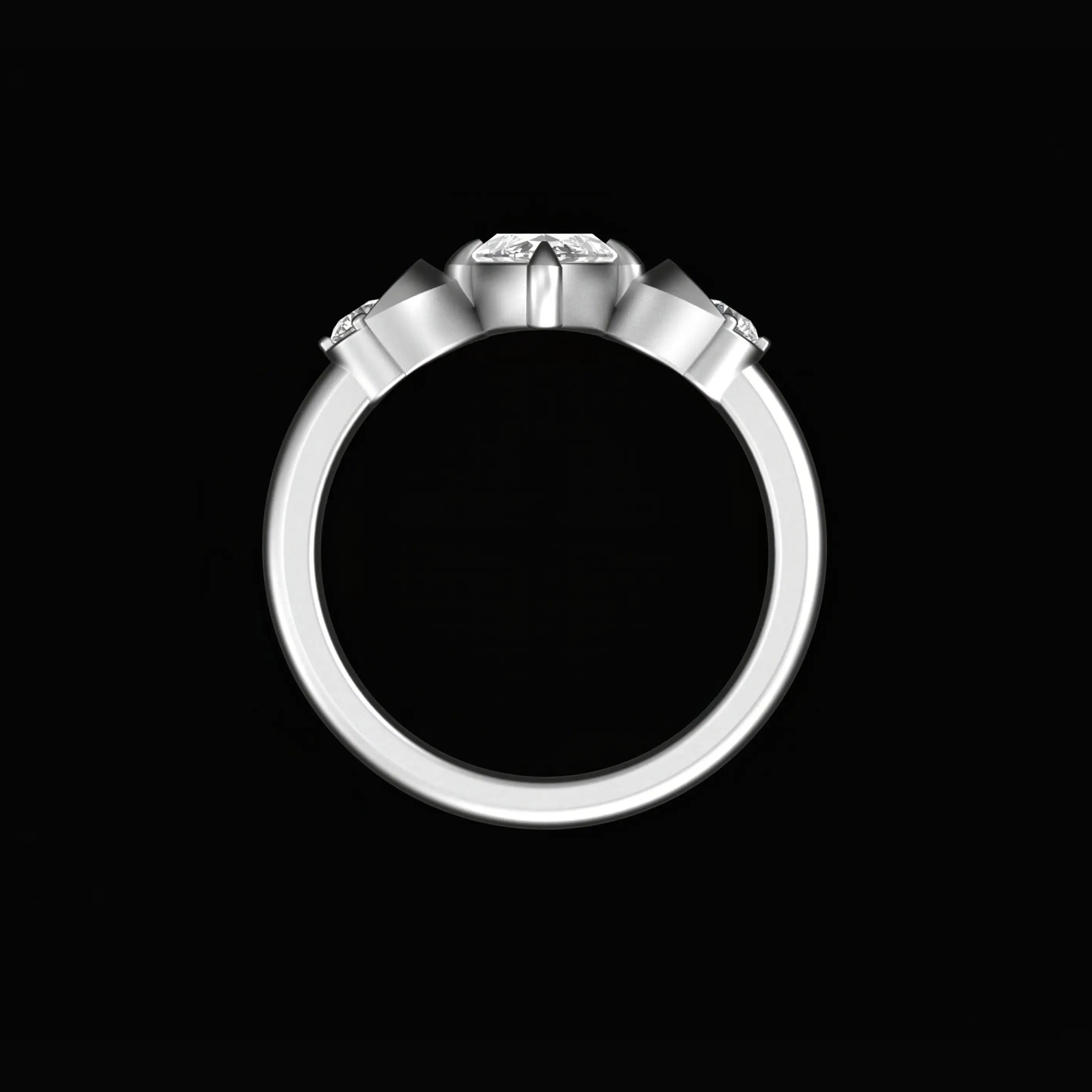 Side view straight side view highlights slim band and crescent details