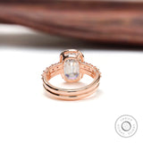 Under-gallery view of elongated cushion moissanite ring setting