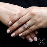 Top view of elongated cushion moissanite bezel ring