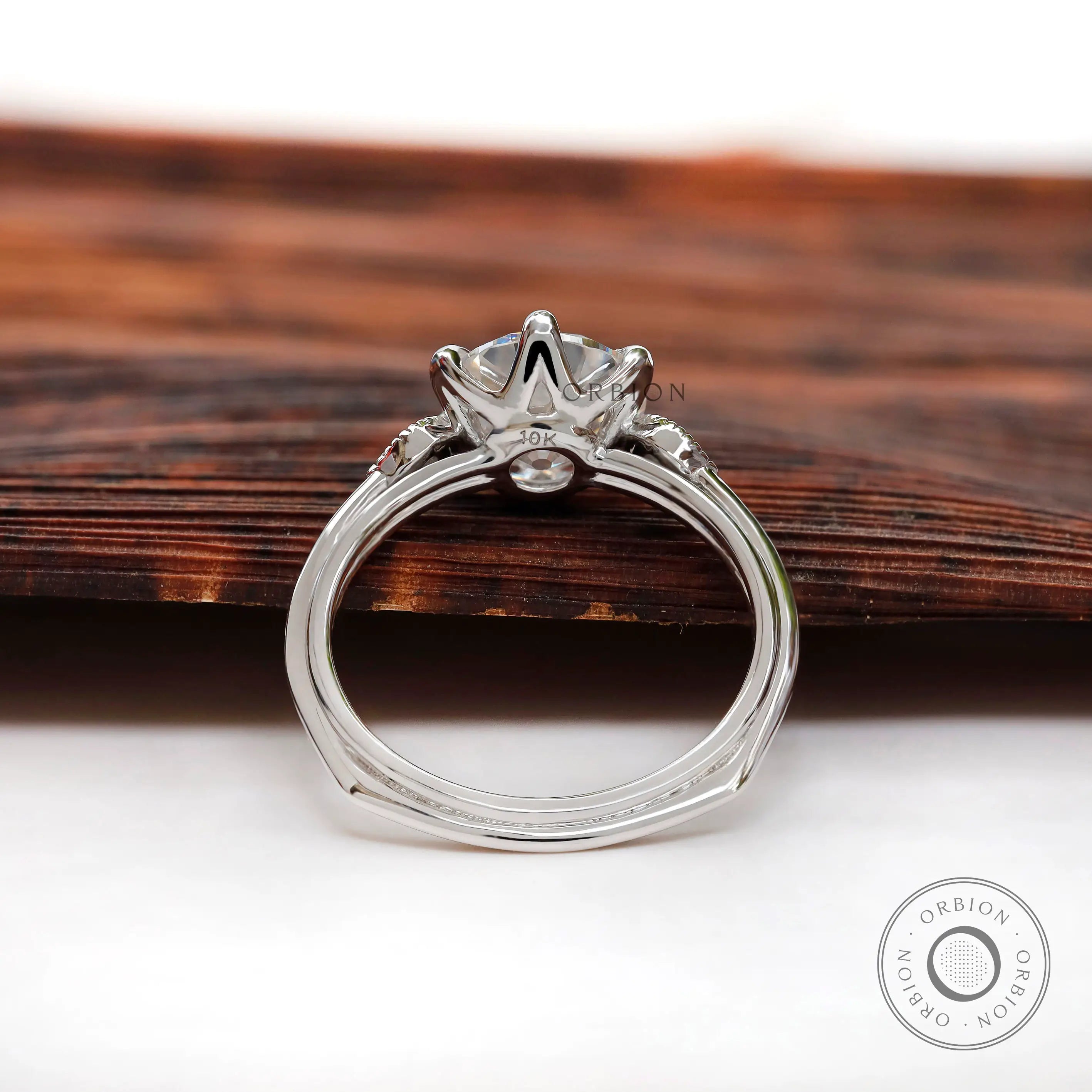 Rear view of ring band and polished finish