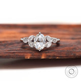 Front view oval rose cut moissanite cluster ring