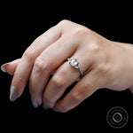 Top hand view oval rose cut cluster ring