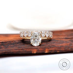 Angled view highlighting elevated solitaire and stack band