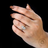 Solitaire marquise cut wedding ring yellow gold on fingure