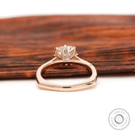 Rose gold solitaire ring basket detail view