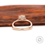 Rose gold solitaire ring basket detail view