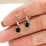 Minimal emerald cut moissanite drop earrings elegant styling