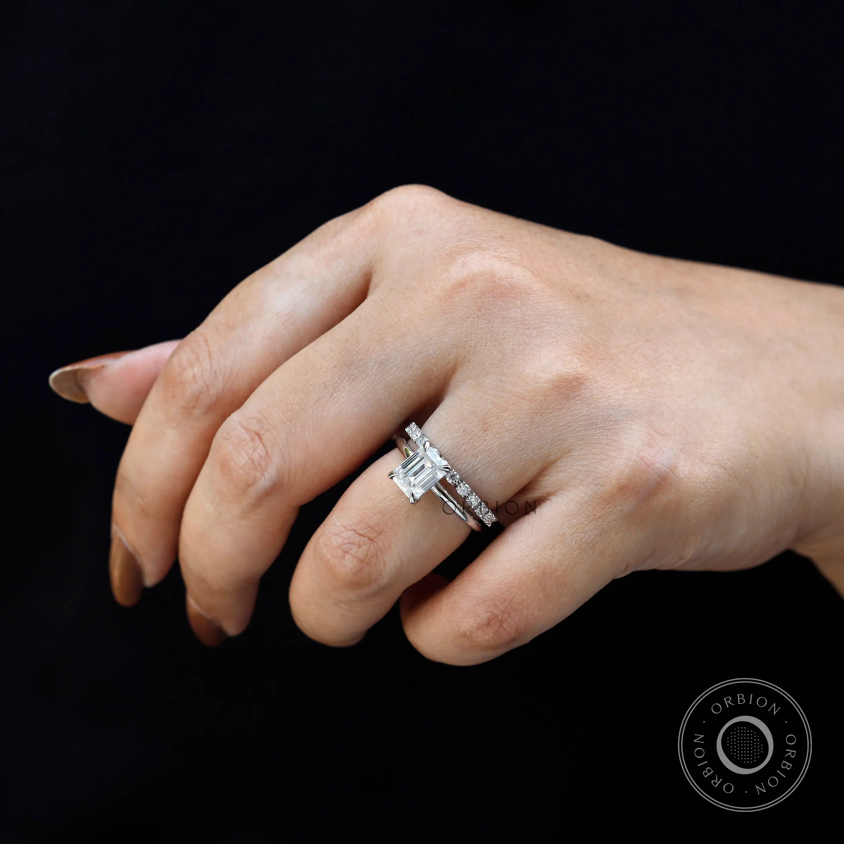 Elegant hidden halo ring worn on hand