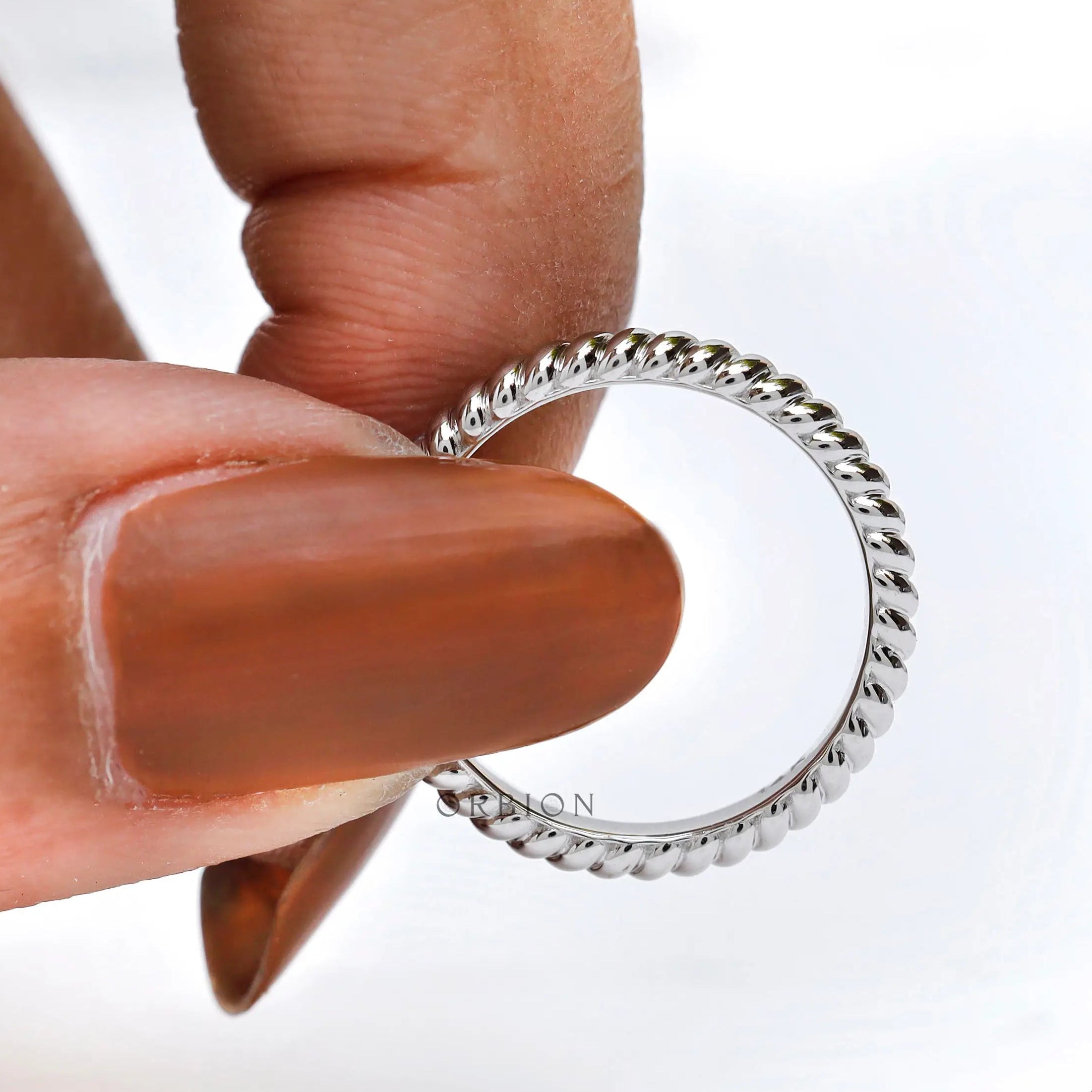 Textured 3 mm white gold stacking band