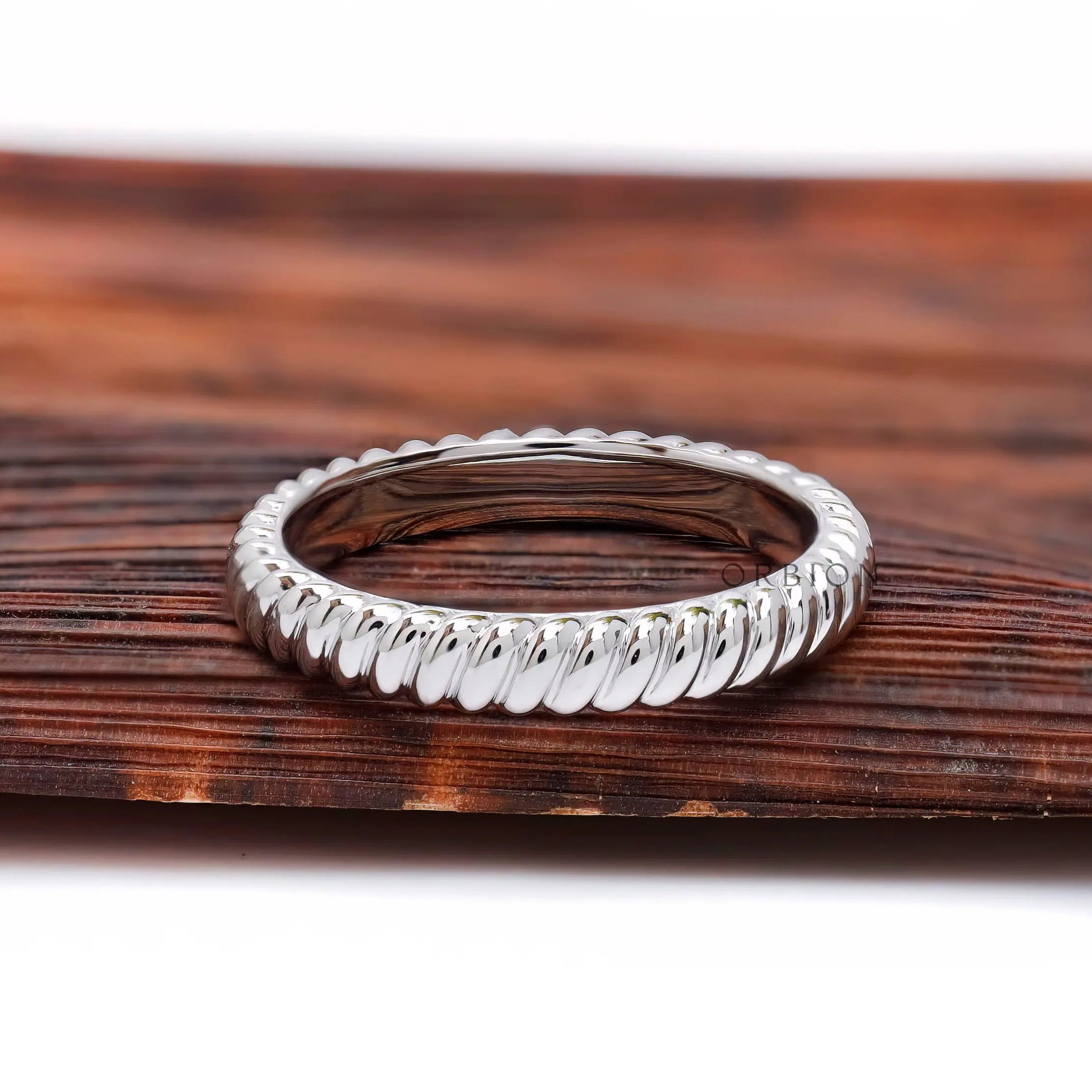 3 mm wide rope band in 14K white gold
