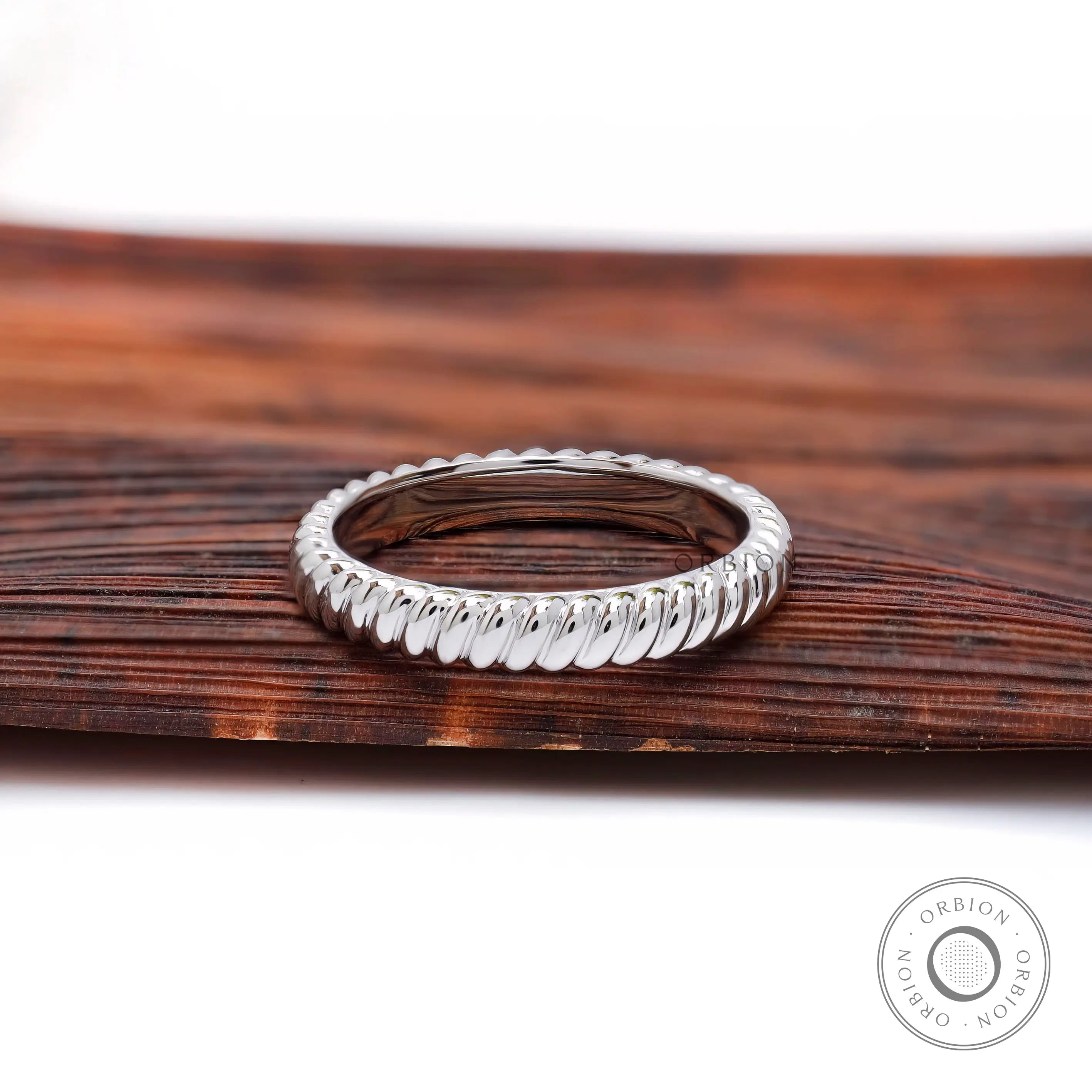3 mm wide rope band in 14K white gold