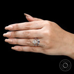 Hand worn oval champagne moissanite vintage ring set