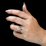 Elegant old mine cut champagne moissanite milgrain bezel ring with matching band