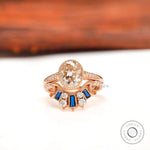 Oval champagne moissanite vintage ring set in 18k rose gold