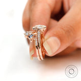 Old mine cut oval moissanite bezel engagement ring with curved matching band