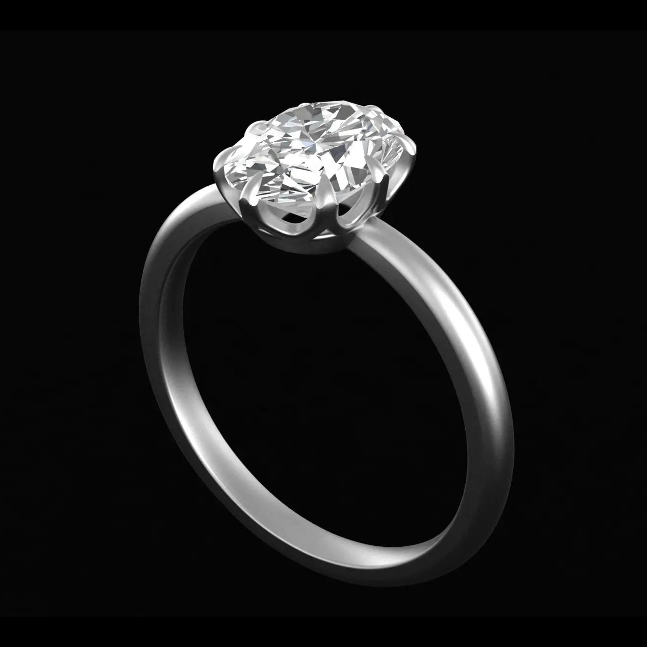 Old mine cut oval lab diamond vintage inspired solitaire ring