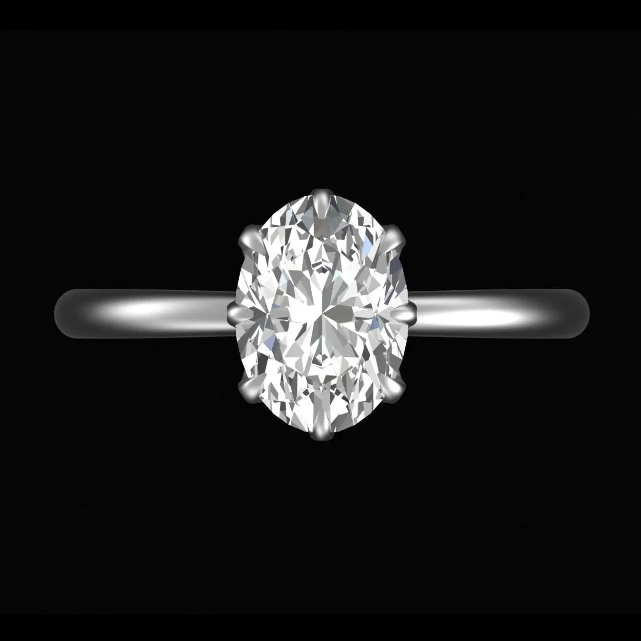 Vintage inspired 8 prong oval engagement ring in white gold