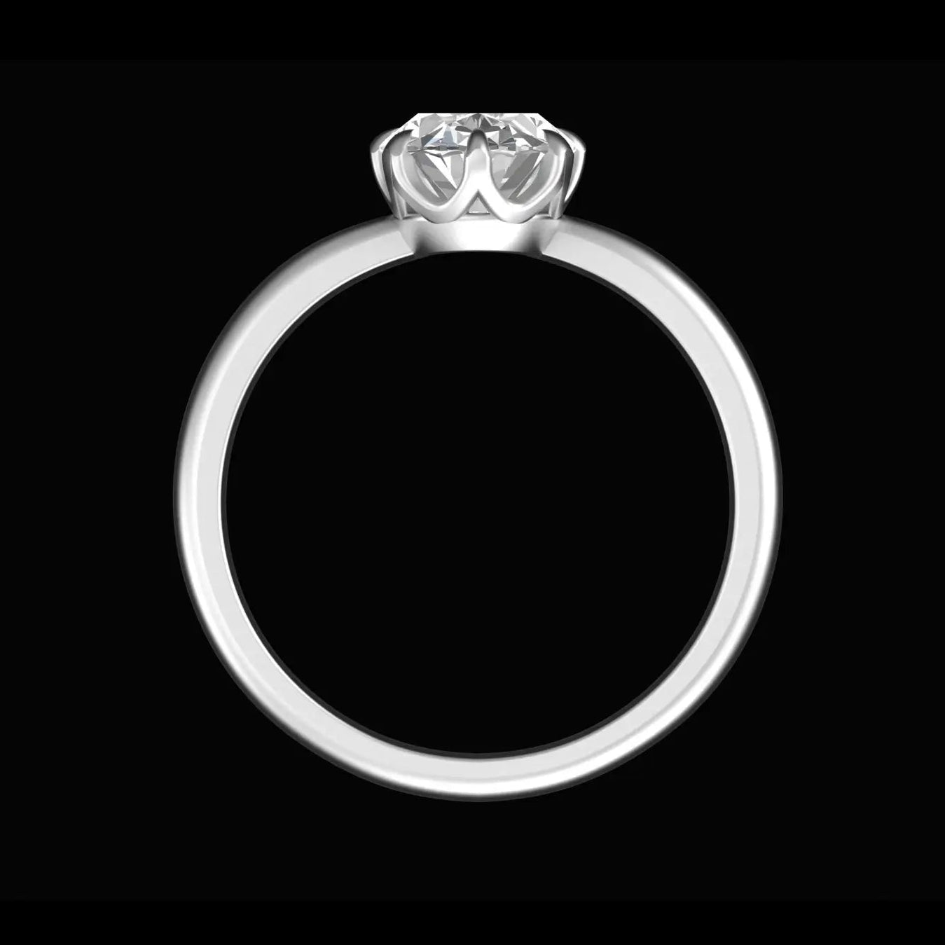 Large oval solitaire engagement ring in 10K white gold