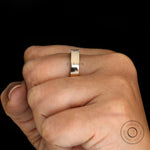 Side view of the polished cigar band on hand, showing smooth edges and comfort fit profile.