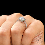 Vintage style Old European cut moissanite ring on hand