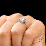 Vintage style Old European cut moissanite ring on hand