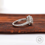 White gold bridal ring with pave side stones