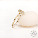 Angled side view highlighting elongated cushion Old Mine Cut moissanite