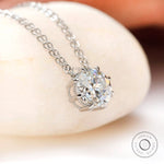 Round lab diamond pendant with glossy white gold finish