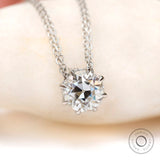 Antique style round old european cut moissanite pendant in 10K white gold