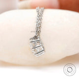 8 mm old european cut stone solitaire necklace detail