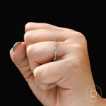 Stackable bamboo diamond band worn on hand